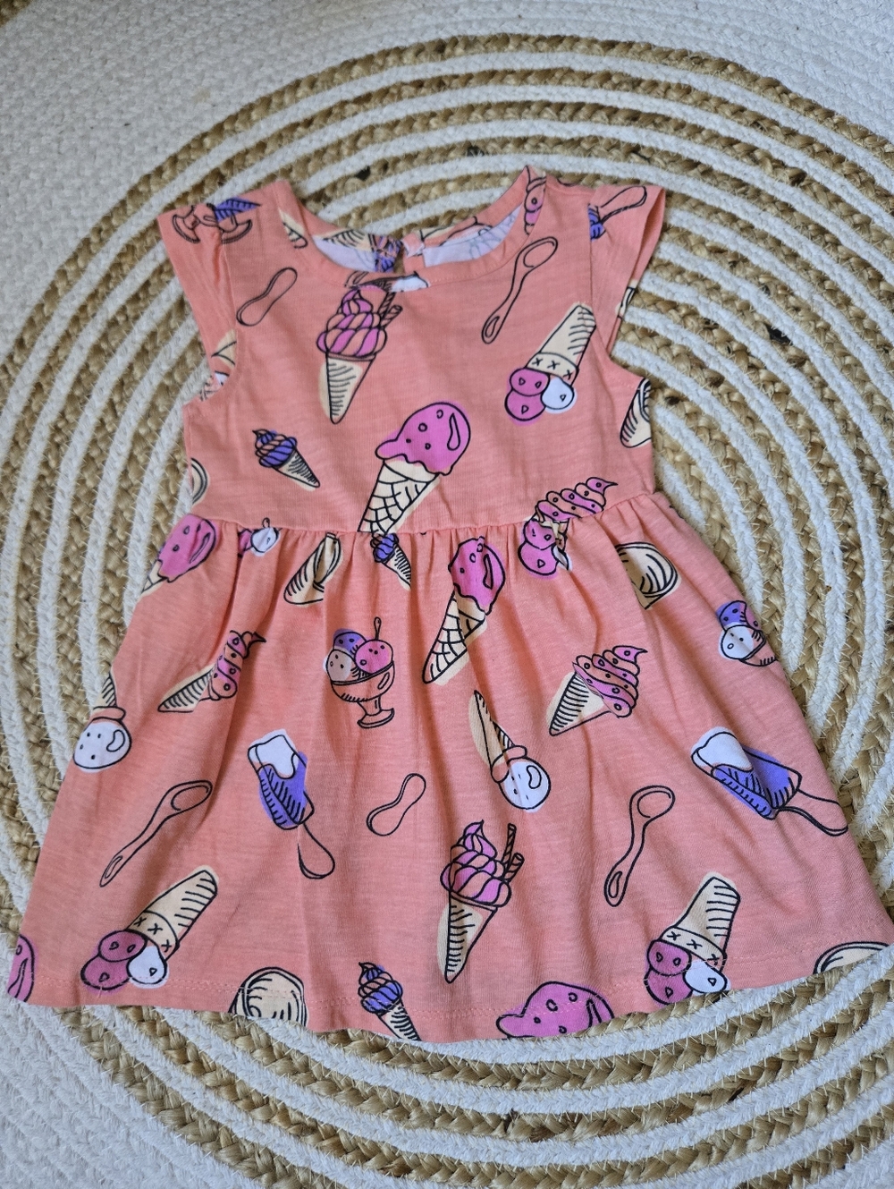 Arie by Ariella Girls' Coral Ice Cream Print Summer Dress - Kids